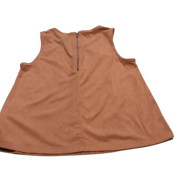 Forever 21 A-Line Tank Blush Pink Suede Pullover Zipper Boho Girls Size 9-10 - Picture 2 of 5